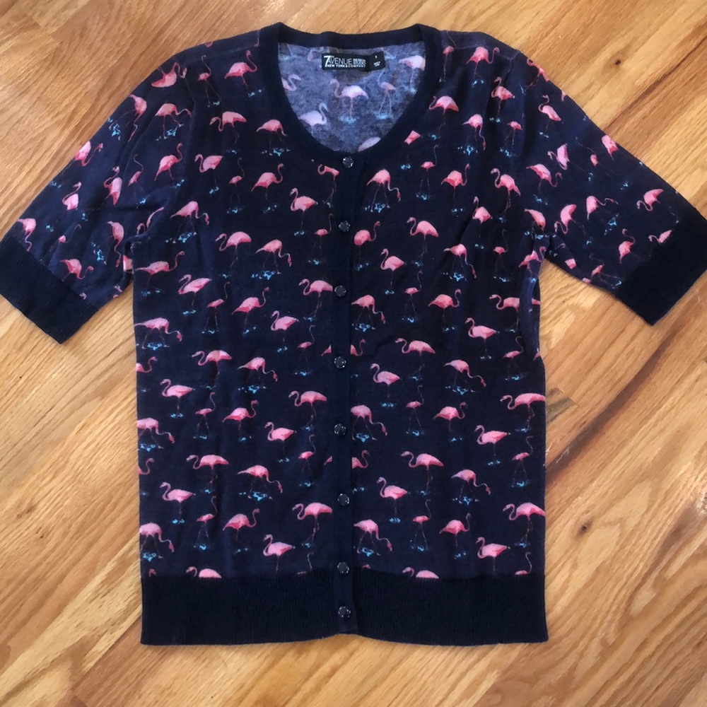 🦩7th Avenue Design Studio New York & Company Flamingo cardigan size small